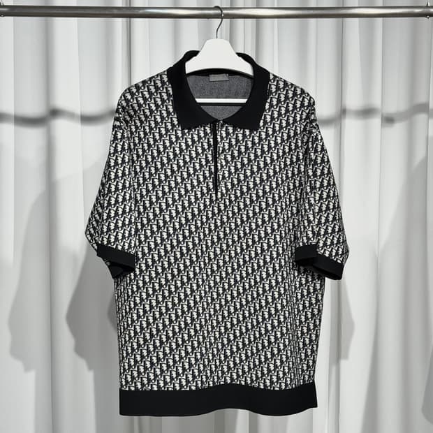 [새상품급] 디올 오블리크 자카드 니트 카라티 폴로티