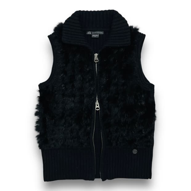Armani Exchange Rabbit fur two-way vest