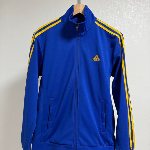 아디다스 져지 파랑/노랑 삼선 트랙탑 L