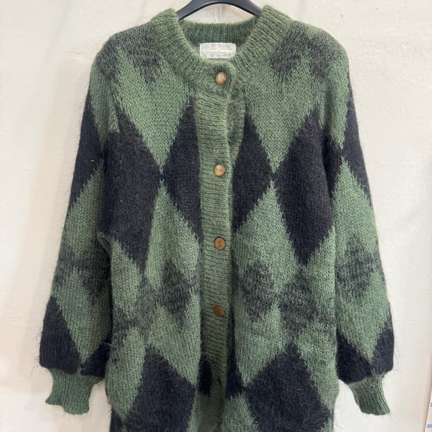 japan vintage 울믹스 패턴 가디건
