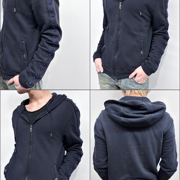 베르사체 라인 스터드 후드 집업