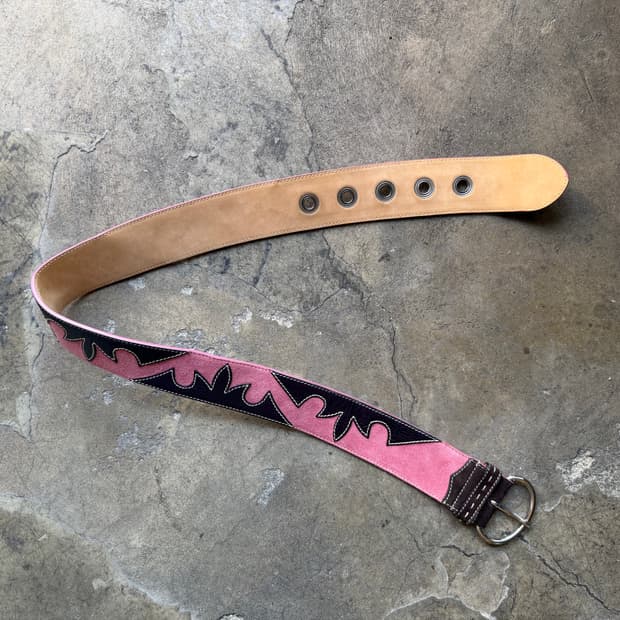 프라다 웨스턴 스웨이드/레더 벨트