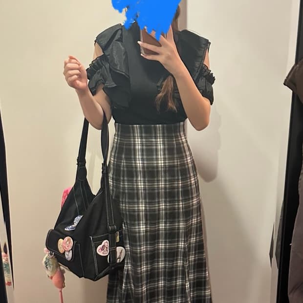 Ingni 잉그니 체크 블랙 롱원피스 일녀 스나계 스나이델 오네갸루grl