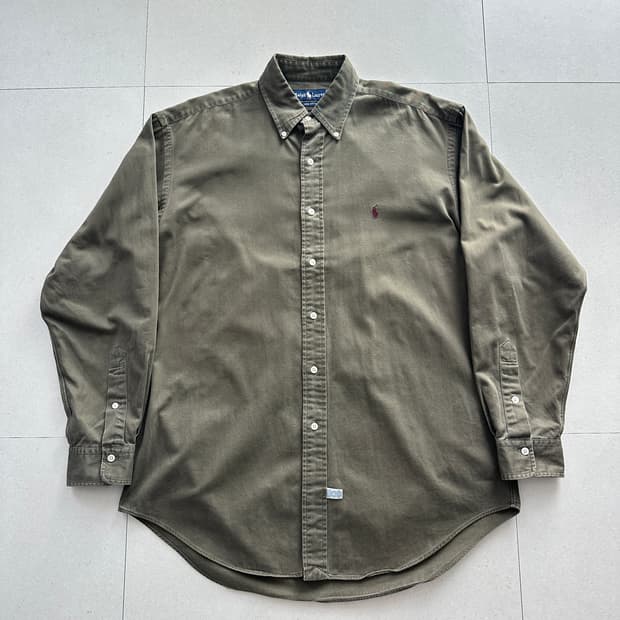 90s 폴로 랄프로렌 클래식핏 코튼 셔츠 M 카키