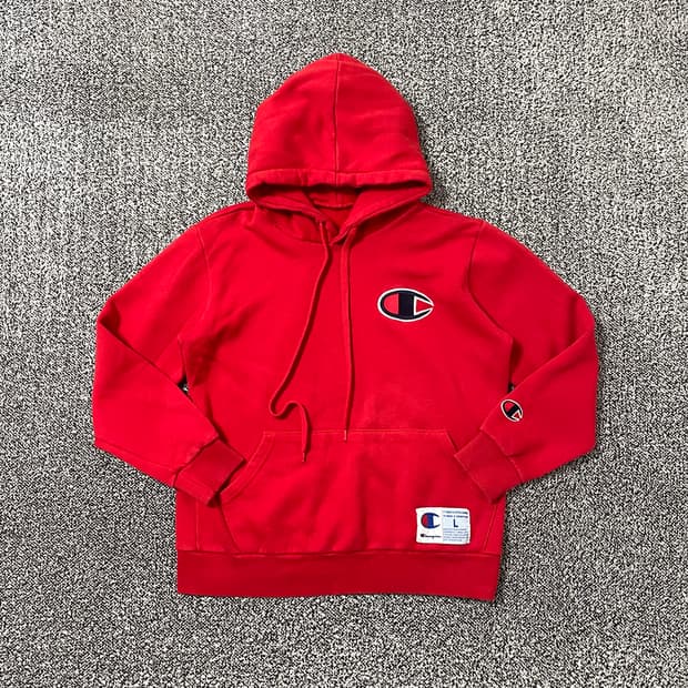 빈티지9. 챔피온 리버스위브 빅C로고 후드 스웻 셔츠 헤비코튼 빈티지