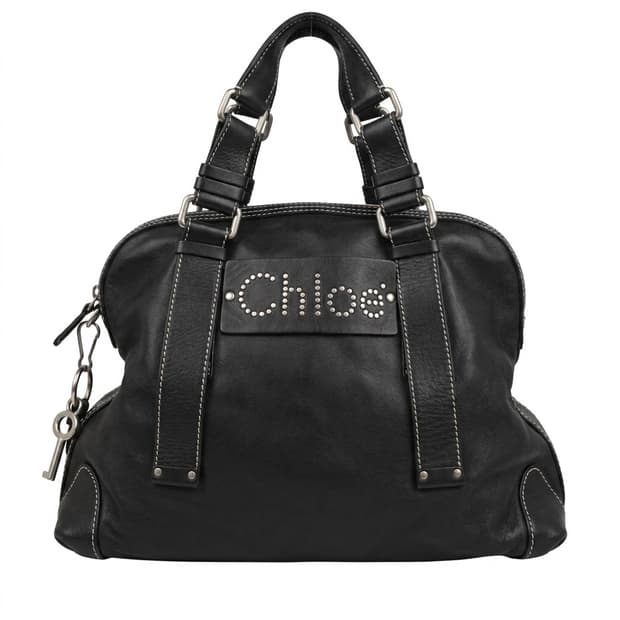 끌로에 chloe 블랙 레더 스터드 토트백