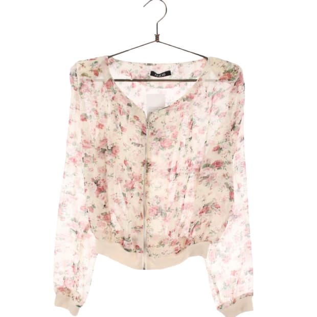 플라워 시스루 크롭 집업