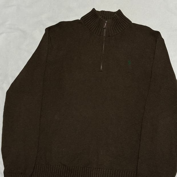 XL 폴로랄프로렌 그린 포니 코튼 반집업 니트