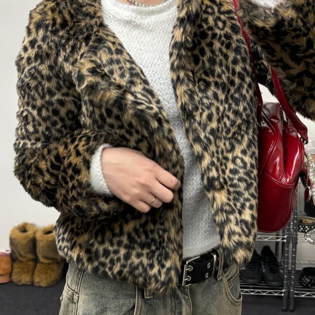 올드 빈티지 레오파드 퍼 자켓