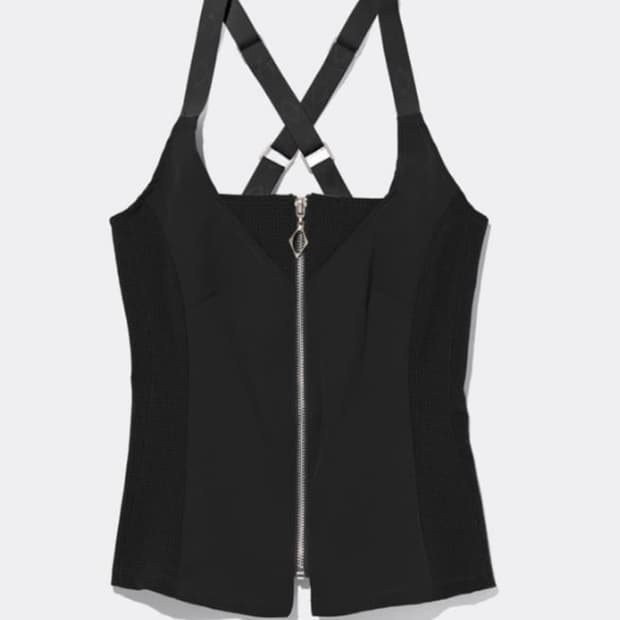 미스치프 스트랩 집업 슬리브리스 