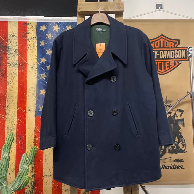 90s 폴로 랄프로렌 미 해군 밀리터리 복각 피 코트 N217