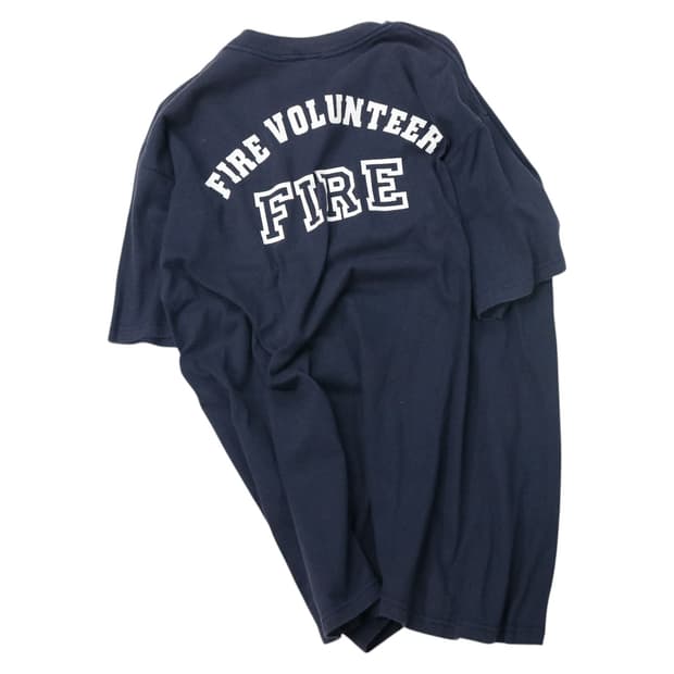 앤빌 빈티지 ECHIGAWA 소방대 그래픽 네이비 티셔츠 (L)