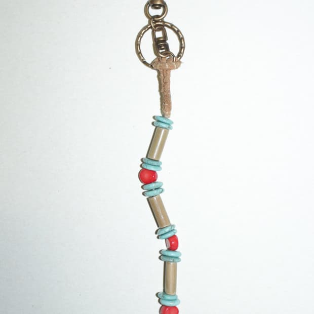 산호-터키석-대나무 열쇠고리