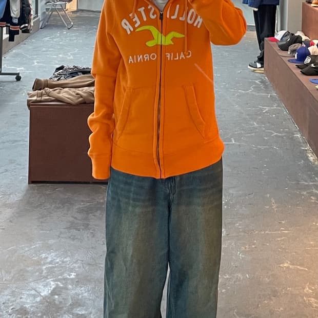 홀리스터 패치로고 오렌지 후드집업 H1299