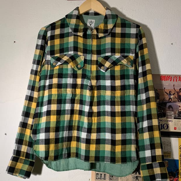 남이사팔 버튼카라 지퍼 폴로 체크셔츠