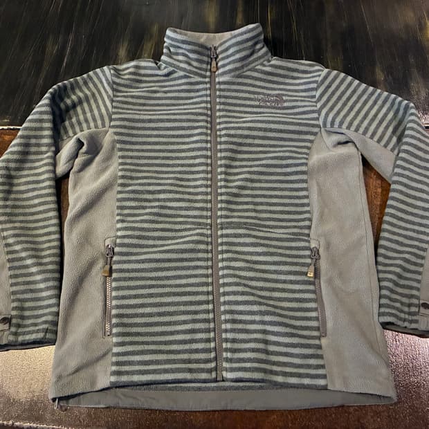95) 노스페이스 스트라이프 플리스 자켓 그레이