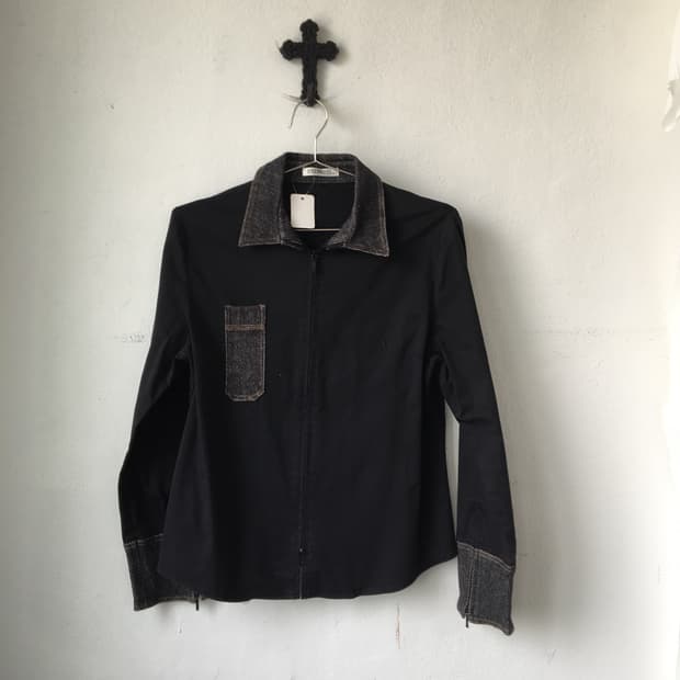 Collar point shirt zip up