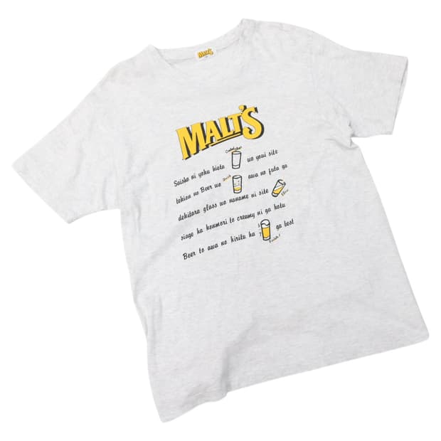 MALT'S 몰츠 90s 빈티지 비어 그래픽 그레이 반팔티셔츠 (M