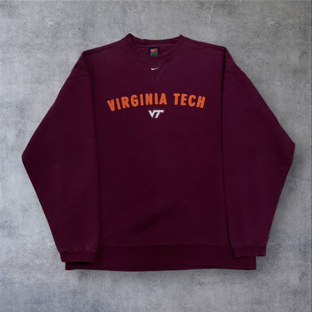 나이키 90s 버지니아 테크 버건디 올드스쿨 맨투맨