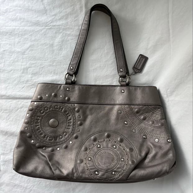 Coach silver button shoulder bag
