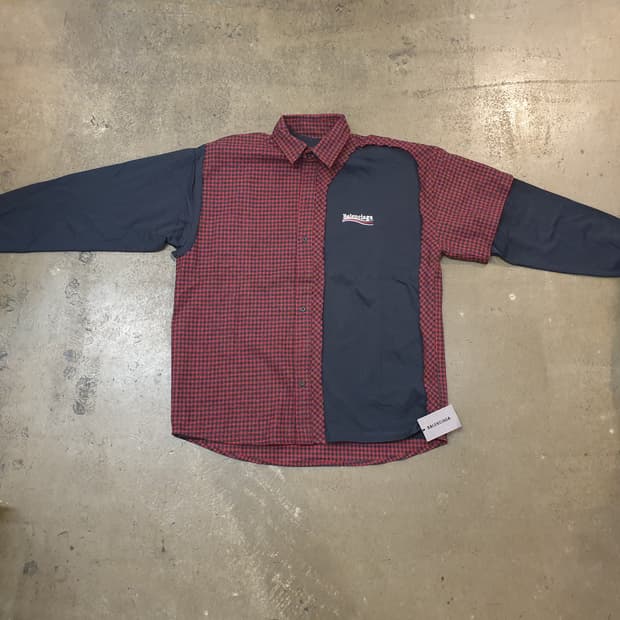 발렌시아가 체크 셔츠 레드/블랙 새상품✅️