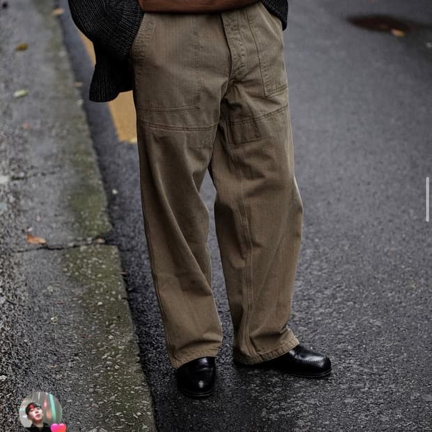 오베르쥬 어드레서 별주 베이커 팬츠 카키 베이지