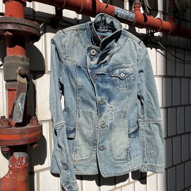디젤 비대칭 라이더 데님 자켓