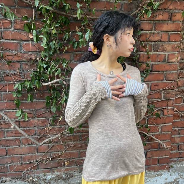 소매 뜨개질 롱슬리브