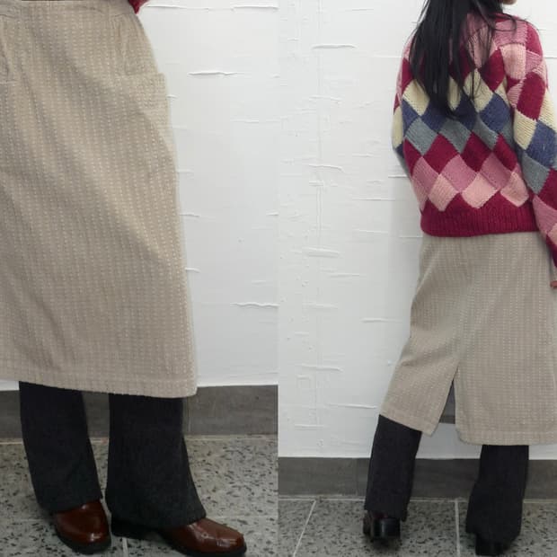 white beige corduroy skirt