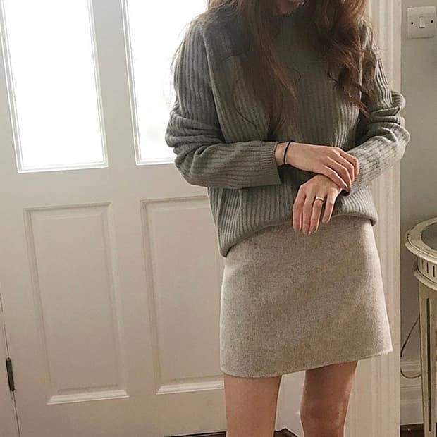 시어드 seared 오트밀 핸드메이드 스커트 m