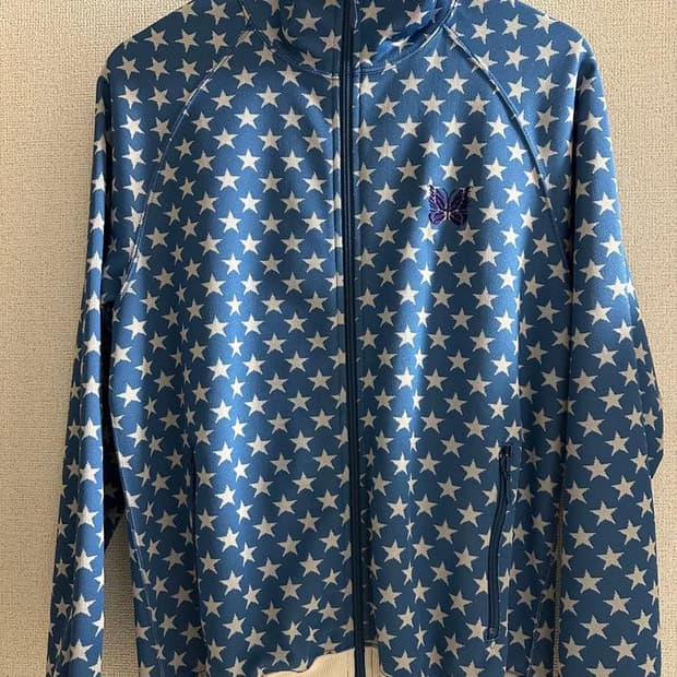 니들스 트랙 자켓 폴리 자카드 스타 블루