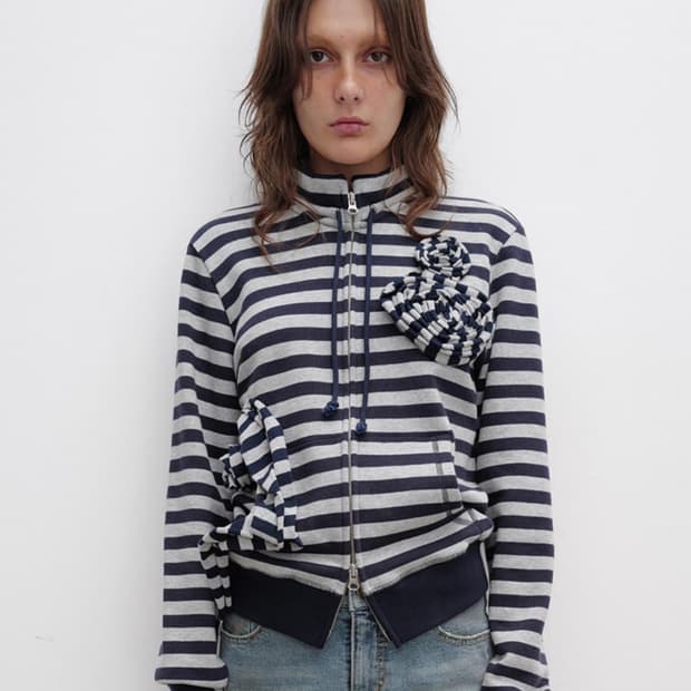 오픈와이와이 아플리케 집업 네이비 s