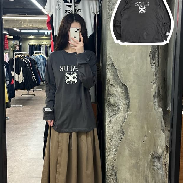 세터 빅로고 긴팔티 롱슬리브리스 차콜 95 #csz2390 