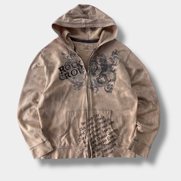 DKNY 00's 오버핏 빈티지 락앤롤 그런지 코튼 후드집업