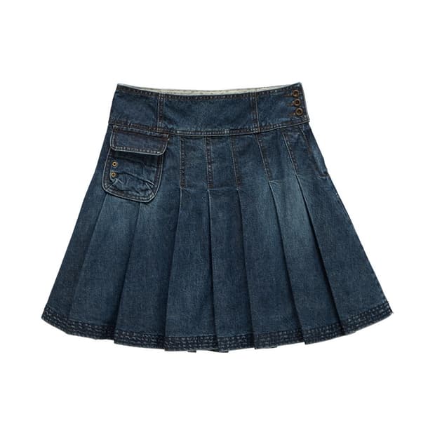 단델 DD four-stitch denim skirt (INDIGO)