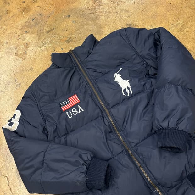 폴로 랄프로렌 빅포니 네이비 USA 성조기 숏패딩