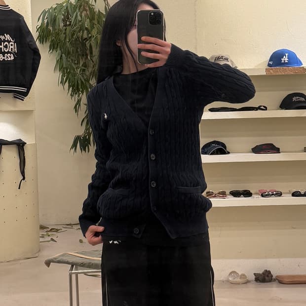 폴로 랄프 로렌 포니 자수 케이블 가디건 U422