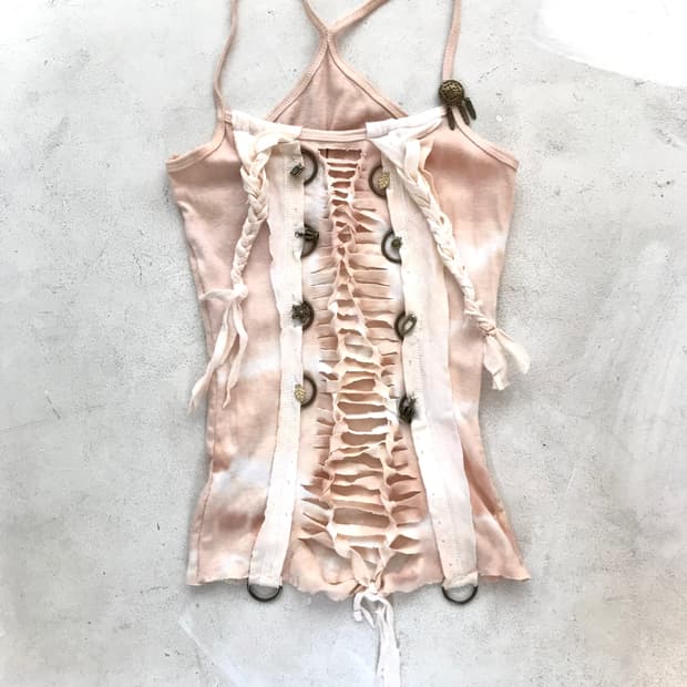Custom🐾)Dirty DYE antique eyelet top