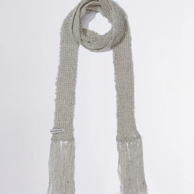 스컬프터 Skinny Sequin Scarf Silver 