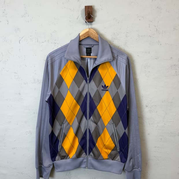 아디다스 00s 빈티지 파이어버드 희귀 아가일 트랙탑 져지