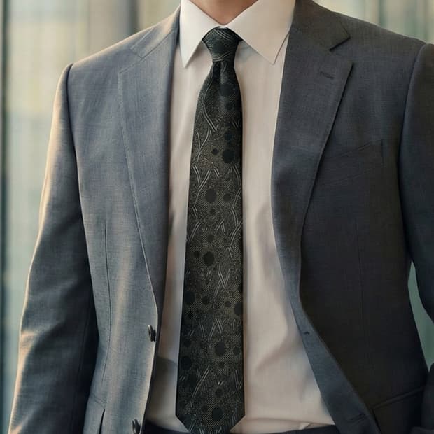 타케오 키쿠치 실크 블랙 패턴 넥타이 9.3cm A+등급 A19641