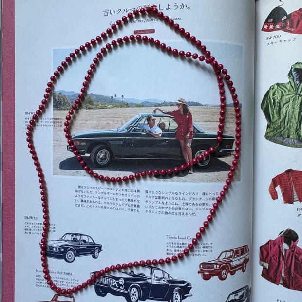 빈티지 오리엔탈 비비드 레드 미니 비즈 레이어드 목걸이 악세사리 주얼리