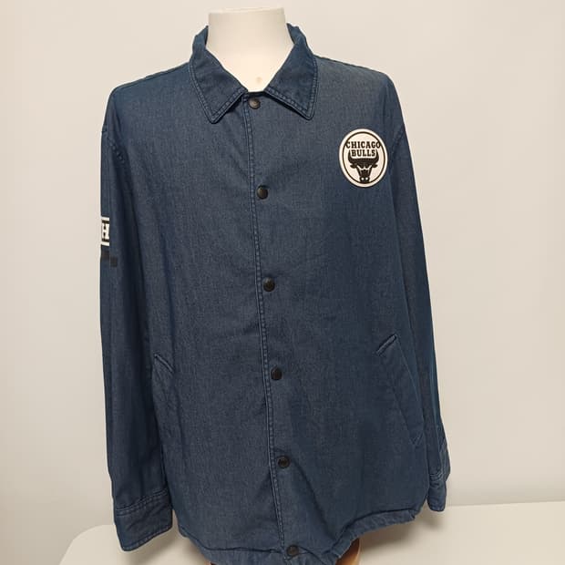 [XL] NBA 시카고 불스 다크 인디고 데님 코치 자켓(트로피컬 안감)