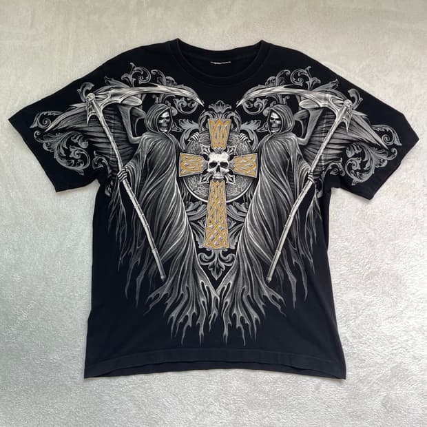 Grim Reaper Skull Graphic T-shirt