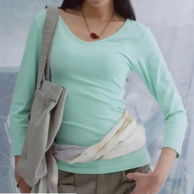 웰빙익스프레스 V neck 3/4 sleeve Mint
