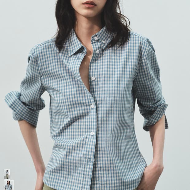 ZARA 슬림핏 체크 셔츠