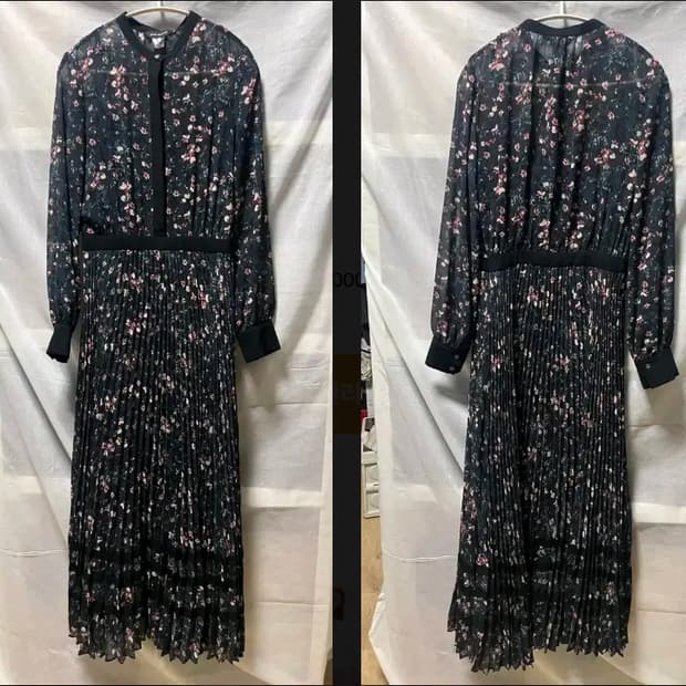 클럽모나코 진네이비 플라워 쉬폰 롱원피스 0사이즈