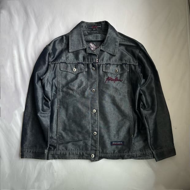 Phat Farm 팻팜 올드스쿨 새틴 데님 흑정 자켓 아우터