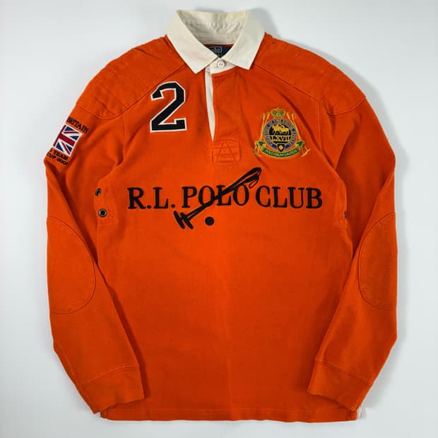 Polo  폴로 랄프로렌 골프 자수 코튼 오렌지 럭비 티셔츠