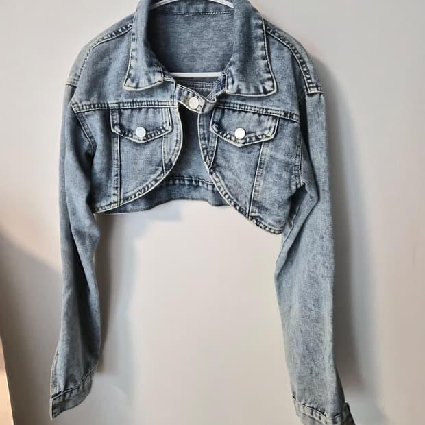 빈티지 워싱 라운드 크롭 데님 자켓